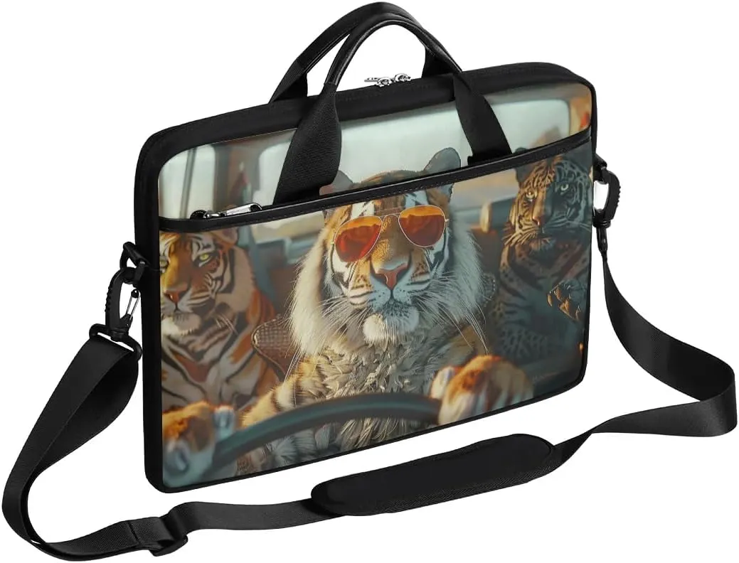 Tiger Fun Style Laptop Shoulder Bag Tablet Computer Notebook Sleeve Messenger Bags Carrying Case with Strap Briefcase Tote for 14 15 in Laptops