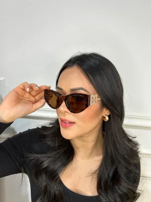 Tina - Tortoiseshell Cat-Eye Sunglasses animal print