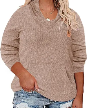 TIYOMI Plus Size Hoodies for Women Color Block Tops Drawstring Hooded Tunic Blouses Pullover T Shirts
