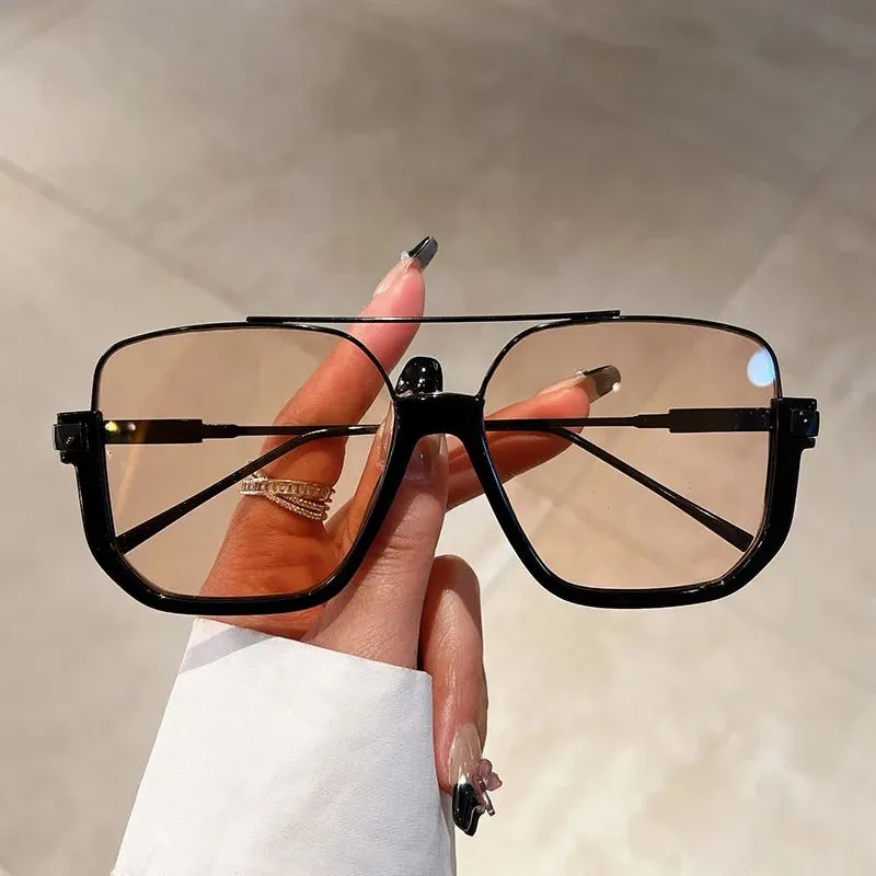 Trendy Double Bridge Cut Edge with UV Protection Sunglasses