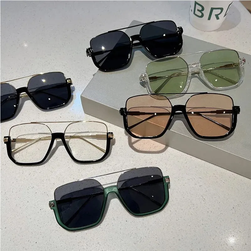Trendy Double Bridge Cut Edge with UV Protection Sunglasses