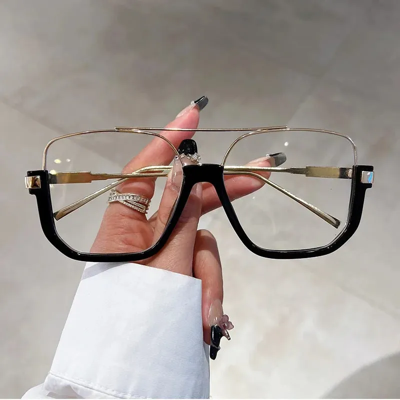 Trendy Double Bridge Cut Edge with UV Protection Sunglasses