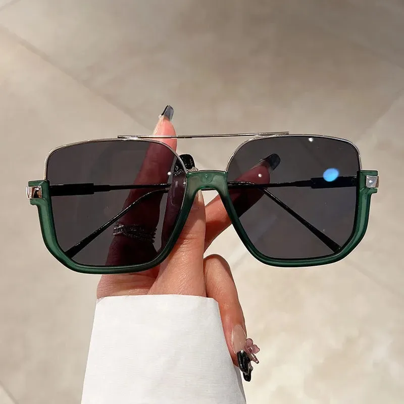 Trendy Double Bridge Cut Edge with UV Protection Sunglasses