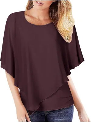 Tshirt Dress Women Plain Short Sleeve Batwing Sleeve Daily Dating Cute Blouses for Women Dressy Casual
