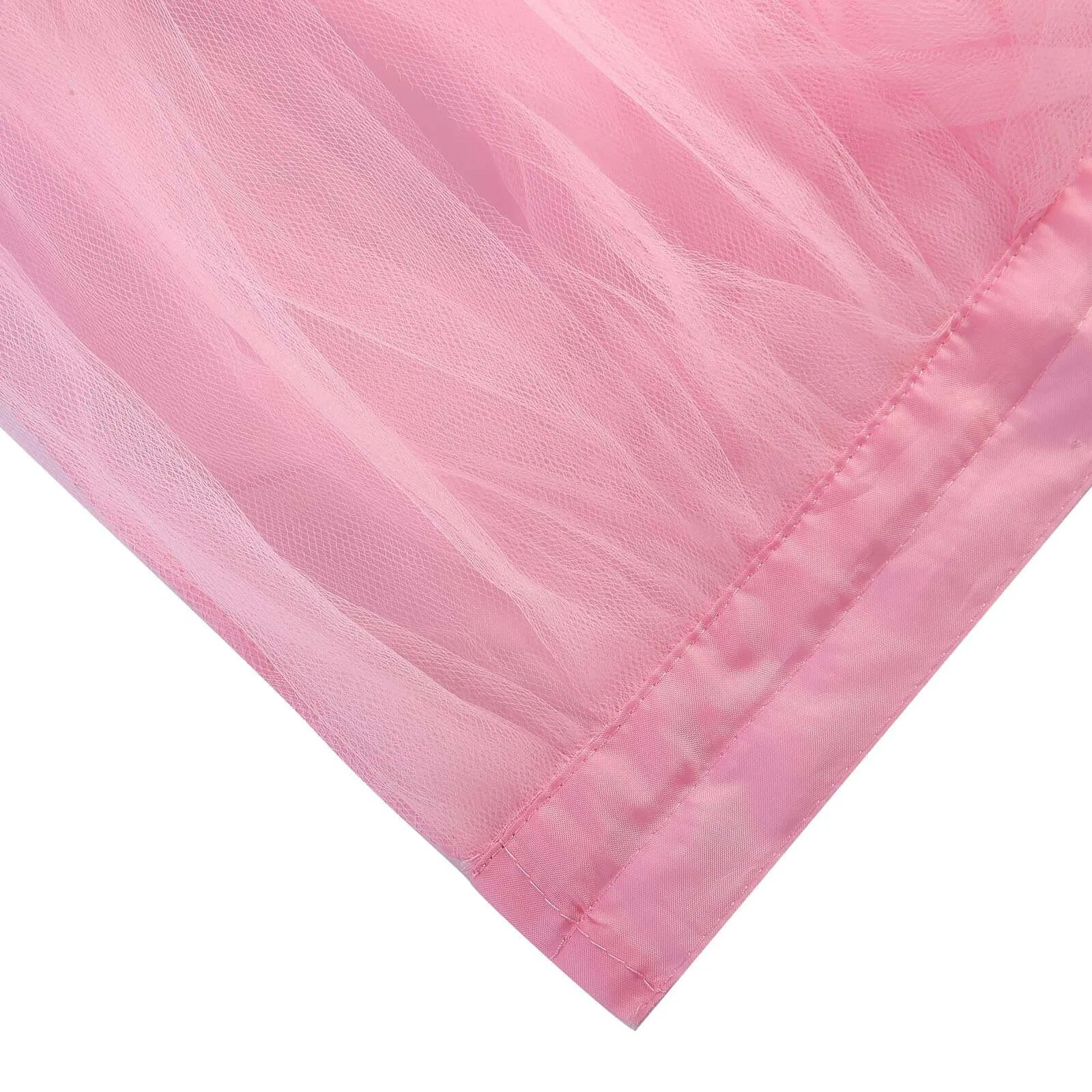Tulle Table Skirt 17ft Pink/Rose Quartz - 4 Layer Pleated Tutu Table Cover