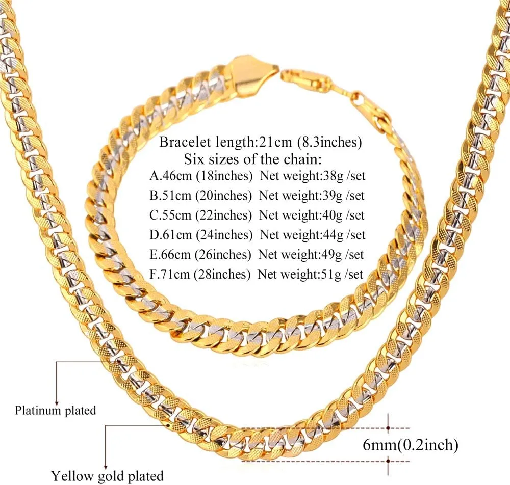 U7 Diamond Cut Miami Cuban Link Chain for Men Women Stainless Steel Curb Chain Necklace, Cool Hip Hop Jewelry Silver/Black/18K Gold Plated Chains, Width 3/6/9/12mm,18/20/22/24/26/28/30 Inch