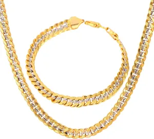 U7 Diamond Cut Miami Cuban Link Chain for Men Women Stainless Steel Curb Chain Necklace, Cool Hip Hop Jewelry Silver/Black/18K Gold Plated Chains, Width 3/6/9/12mm,18/20/22/24/26/28/30 Inch