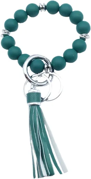 Unpafcxddyig Bracelet Keychain Silicone Beads Wristlet Key Rings Beaded Bangle Chains for Women