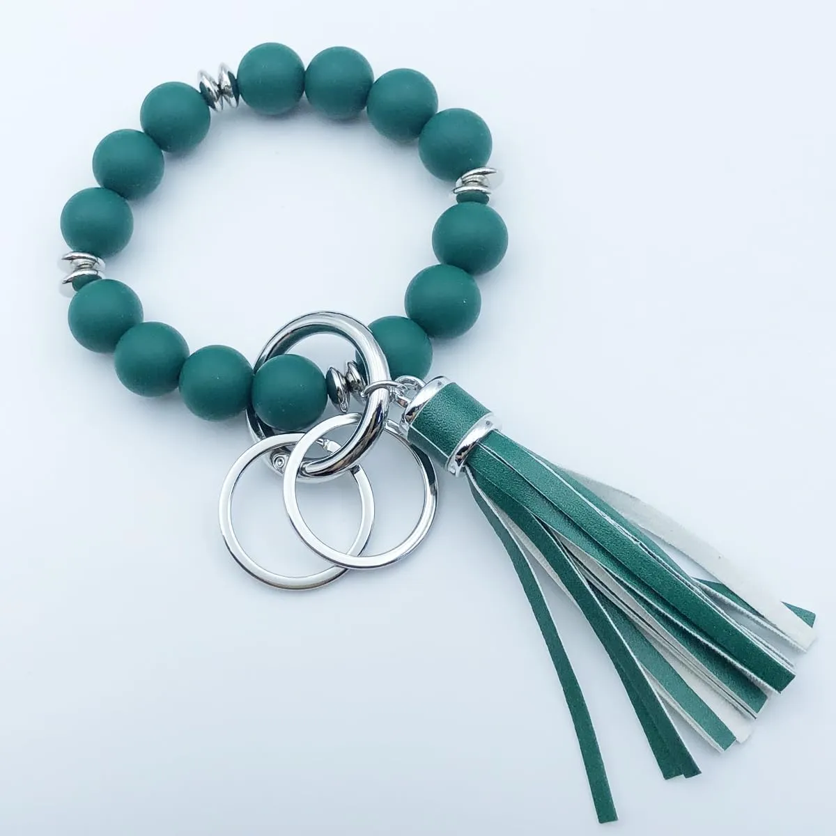 Unpafcxddyig Bracelet Keychain Silicone Beads Wristlet Key Rings Beaded Bangle Chains for Women