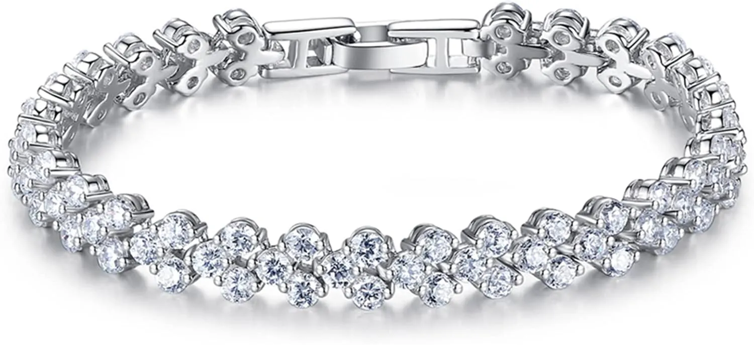UOQAPRE Bracelets for Women 925 Sterling Similar Silver Stainless Steel Bracelet Crystal Bangle Party Women's Jewelry for Loved Ones Gift