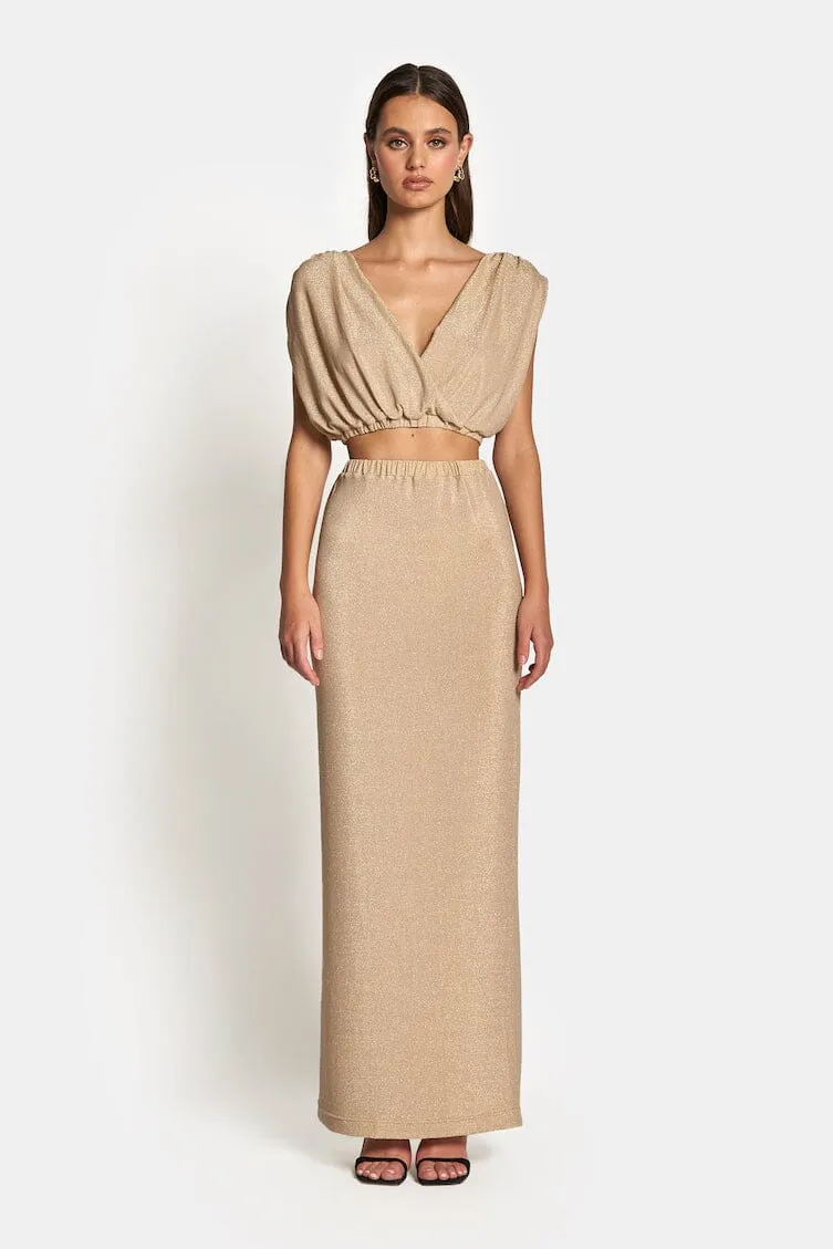 VALENTINA DRAPED CROP TOP - Gold Lurex (Final Sale)