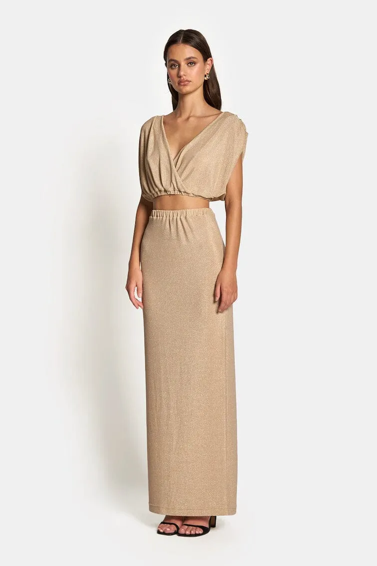 VALENTINA DRAPED CROP TOP - Gold Lurex (Final Sale)
