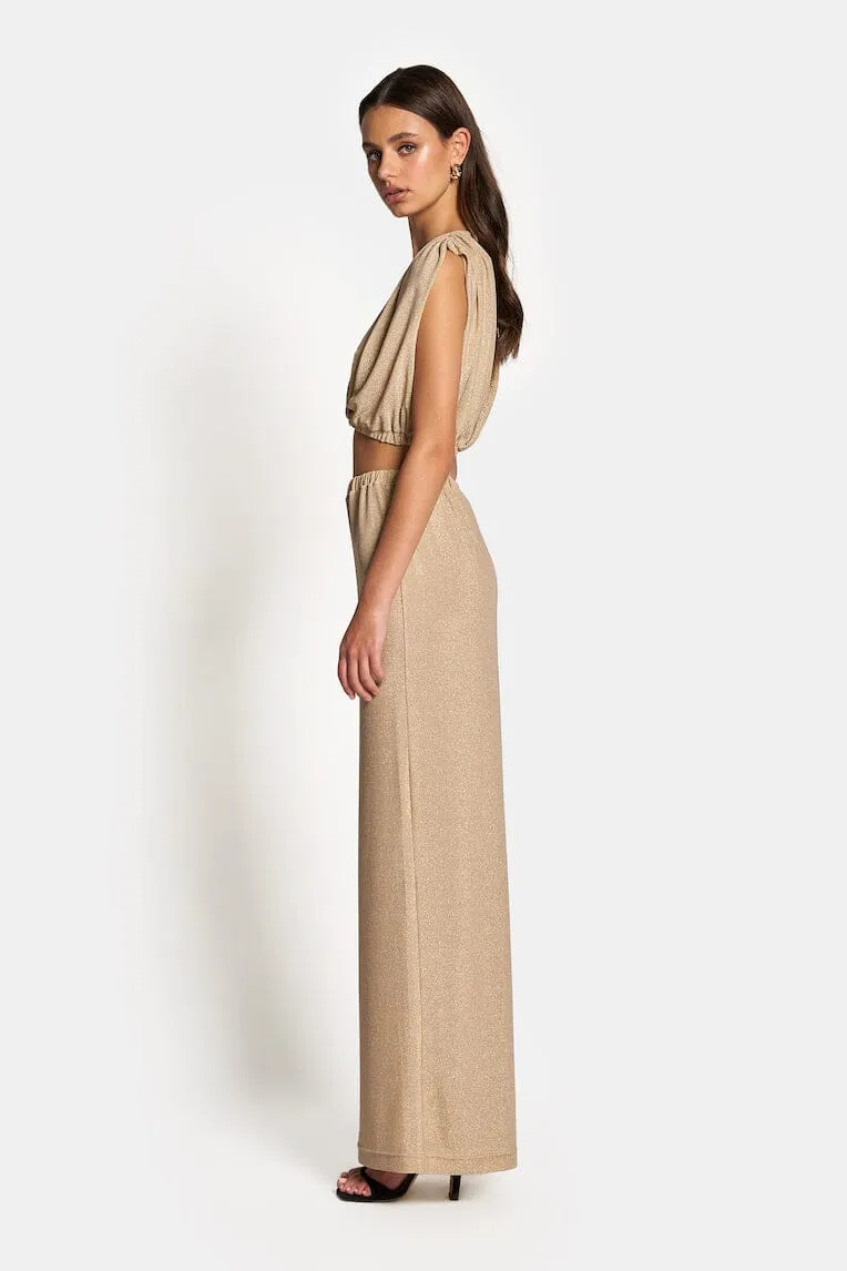 VALENTINA DRAPED CROP TOP - Gold Lurex (Final Sale)