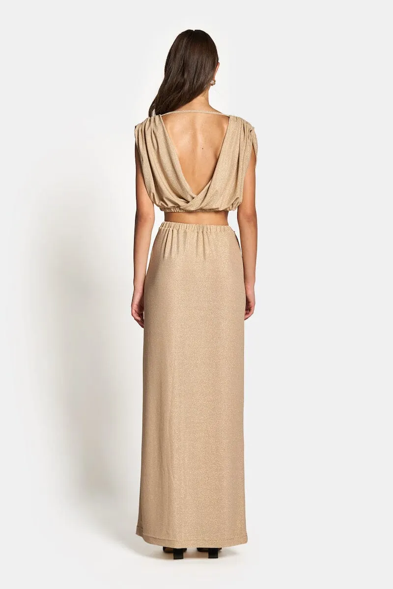 VALENTINA DRAPED CROP TOP - Gold Lurex (Final Sale)