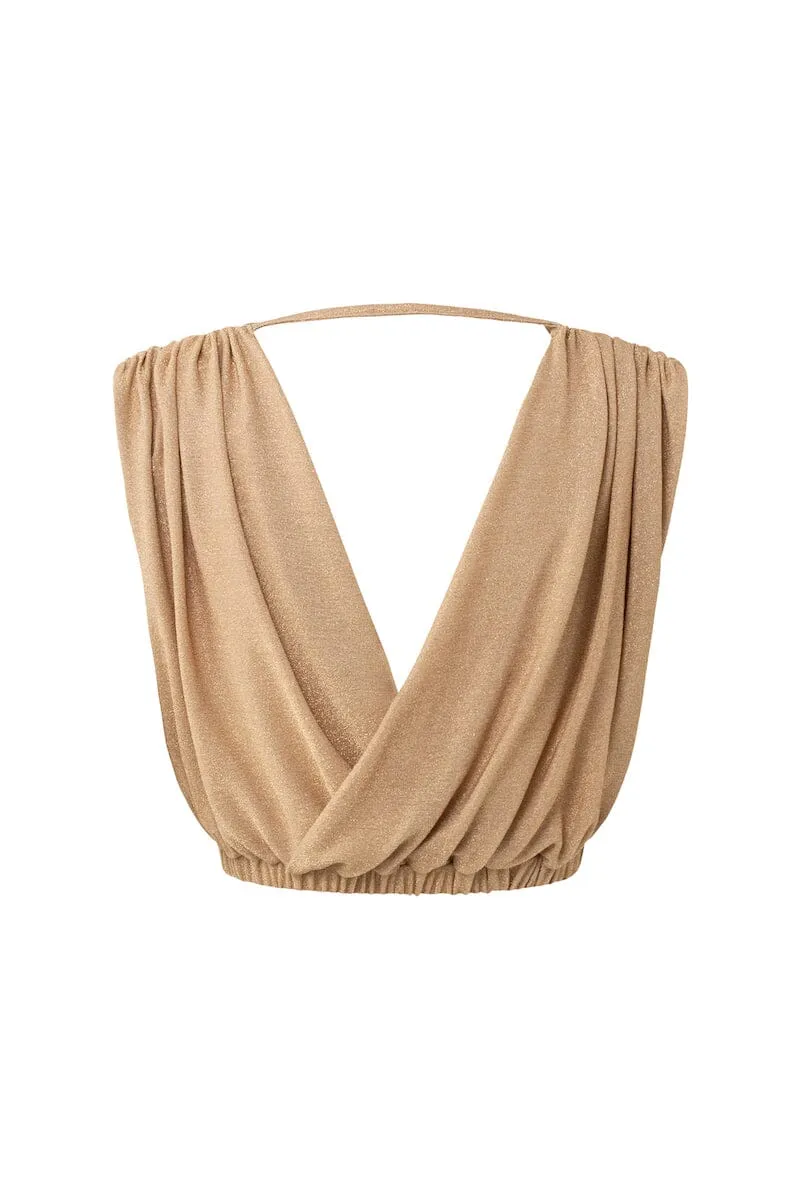 VALENTINA DRAPED CROP TOP - Gold Lurex (Final Sale)