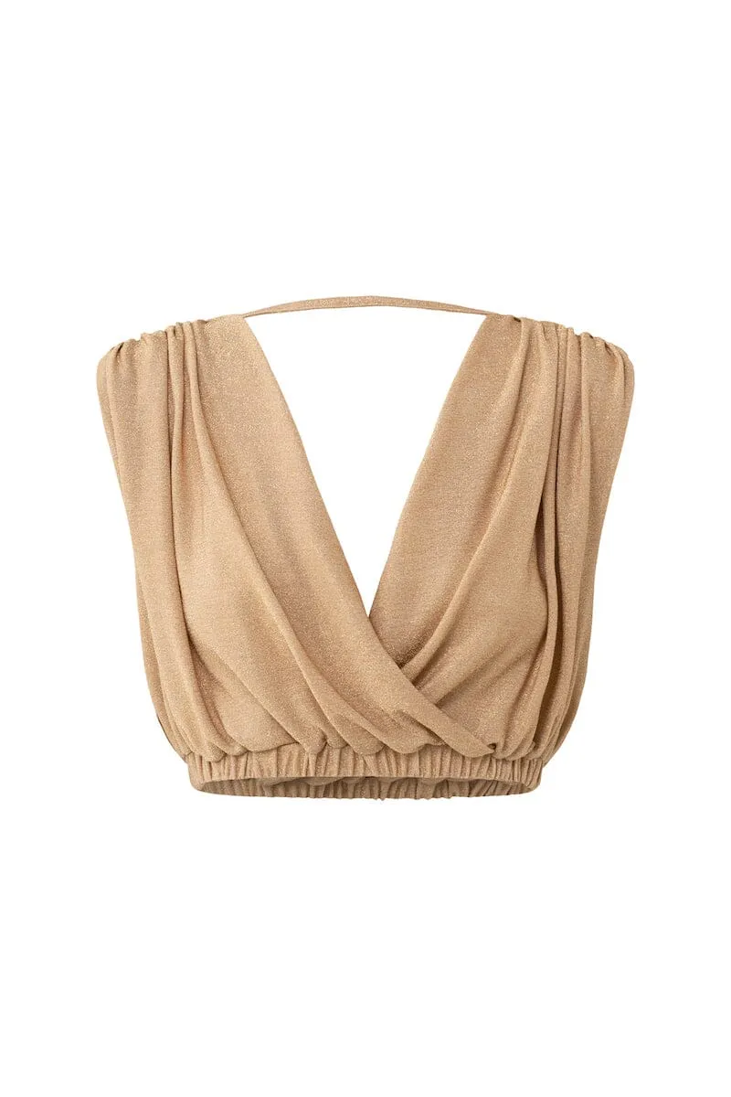 VALENTINA DRAPED CROP TOP - Gold Lurex (Final Sale)