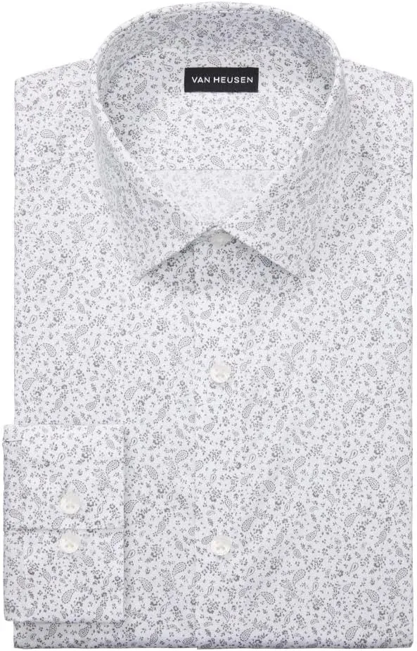 Van Heusen Men's Dress Shirt Slim Fit Ultra Wrinkle Free Flex Collar Stretch Print