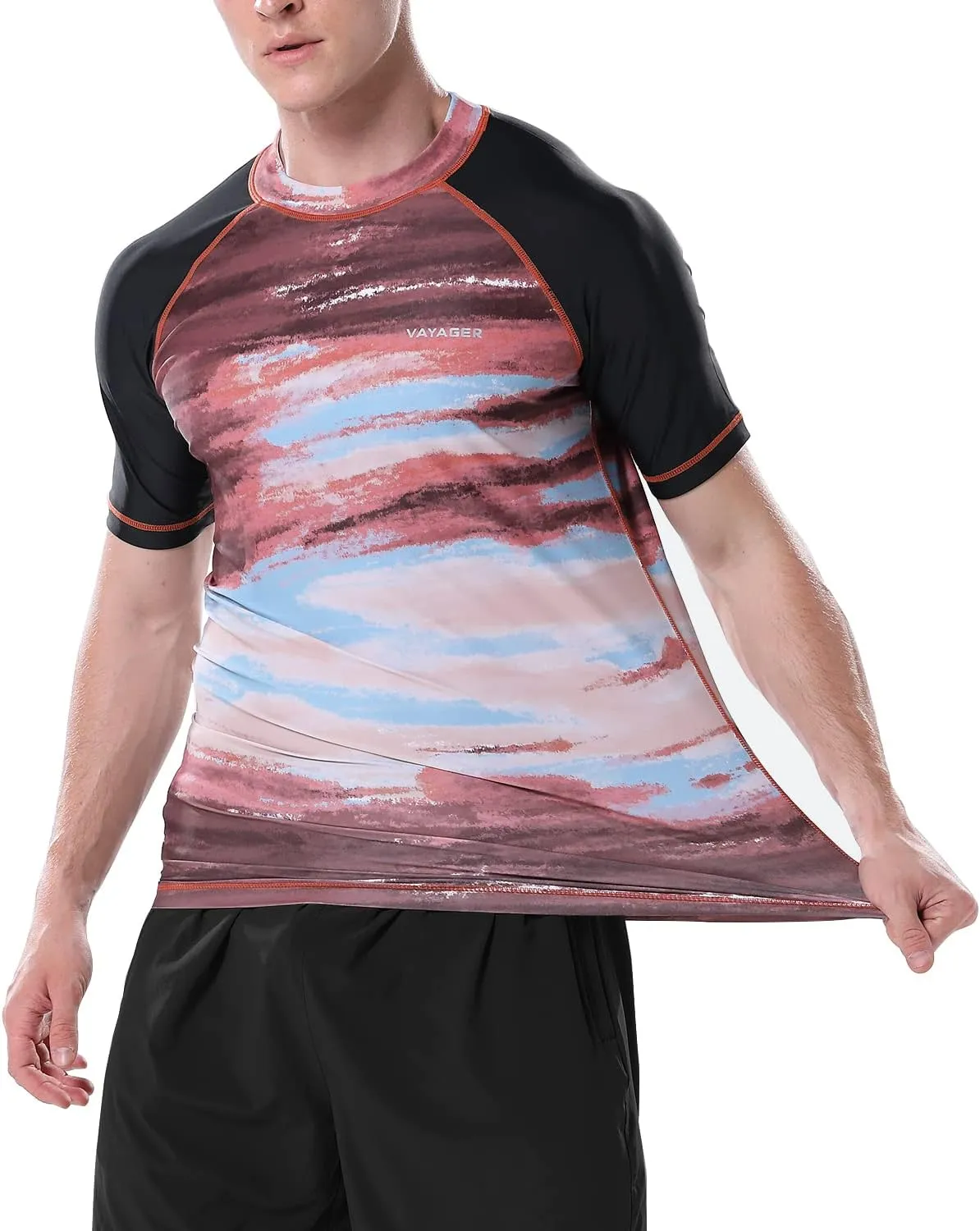 VAYAGER Men's Swim Shirts Rash Guard UPF 50  Quick Dry T-Shirt Loose Fit Water Surfing T Shirts