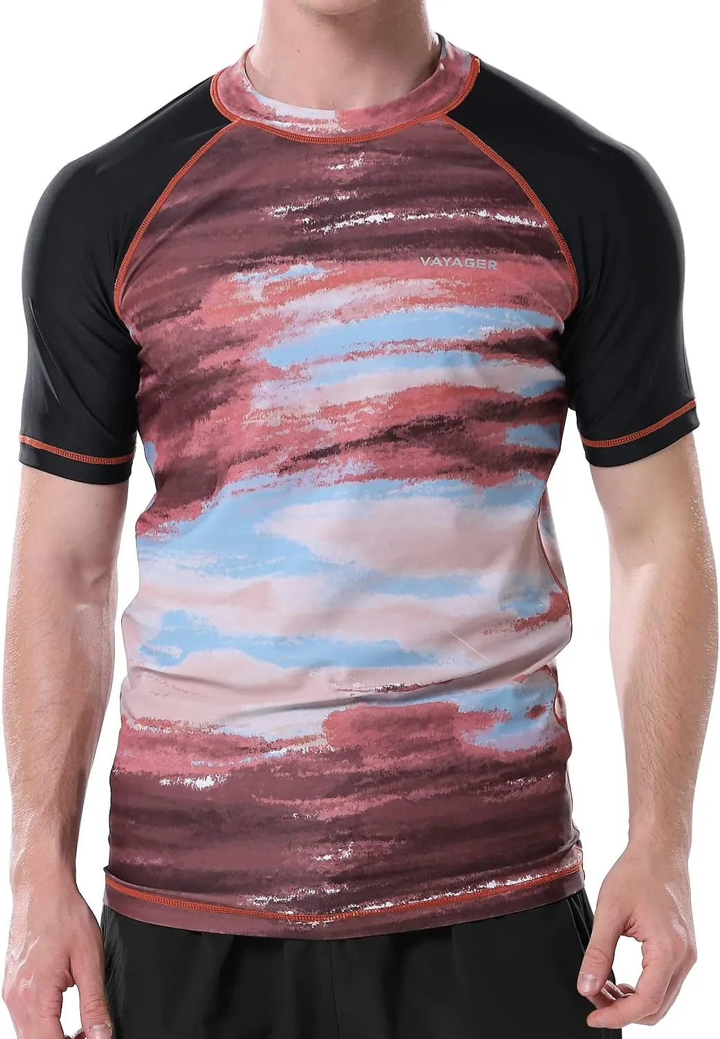 VAYAGER Men's Swim Shirts Rash Guard UPF 50  Quick Dry T-Shirt Loose Fit Water Surfing T Shirts