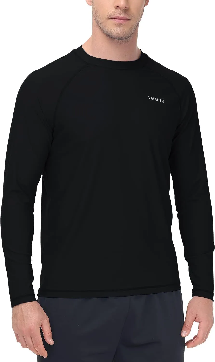 VAYAGER Men's Swim Shirts Rash Guard UPF 50  Quick Dry T-Shirt Loose Fit Water Surfing T Shirts