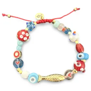 Venice beads fish bracelet red