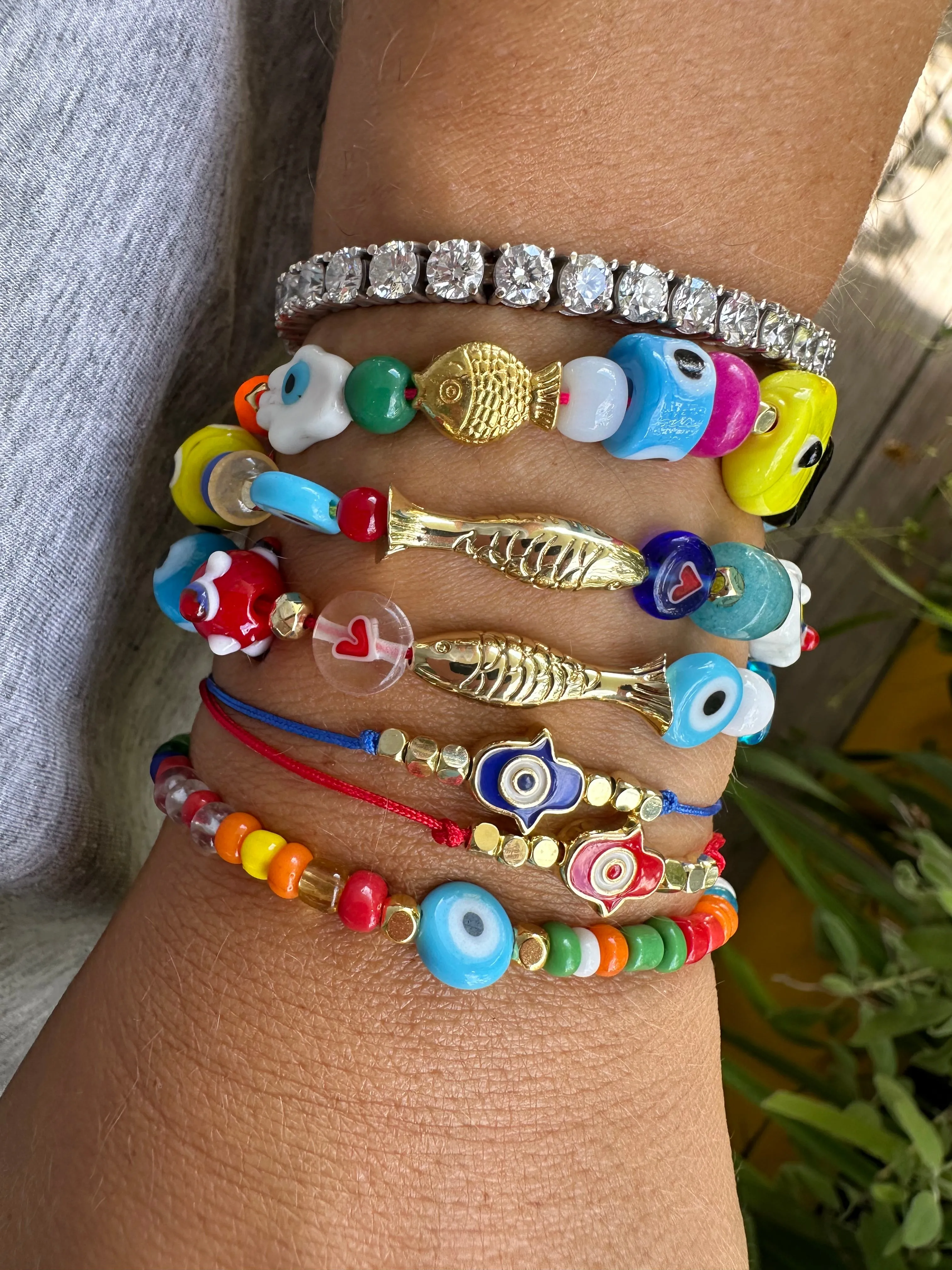 Venice beads fish bracelet red