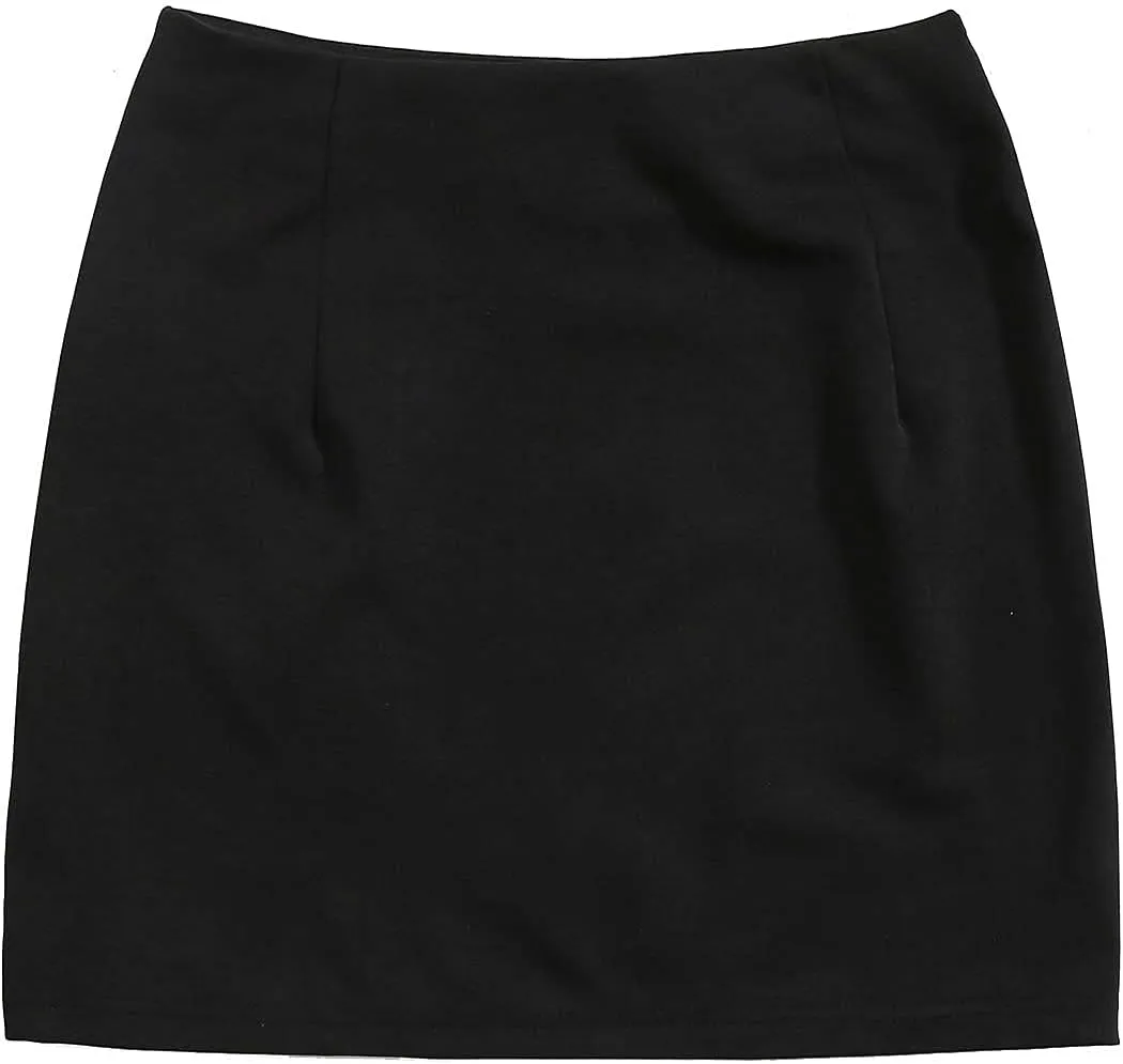Verdusa Women's Split Hem Zipper Side Bodycon Mini Skirt