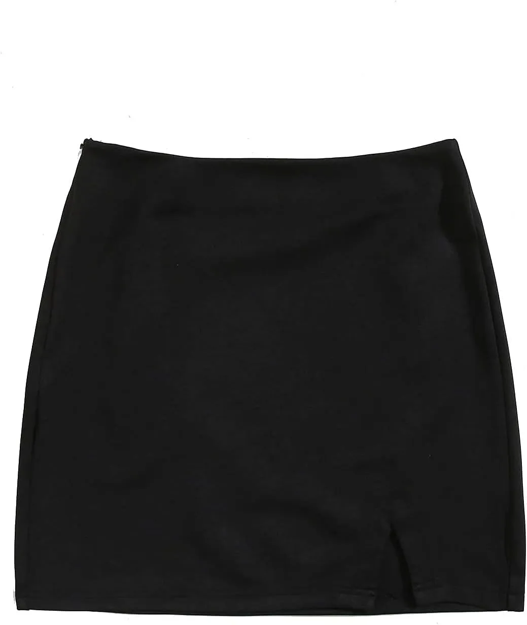 Verdusa Women's Split Hem Zipper Side Bodycon Mini Skirt