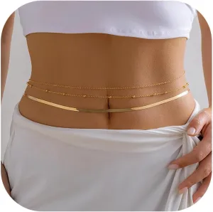 Waist Chain for Women Body Chain Jewelry Silver Rhinestone Waist Chain Belt Silver Navel Belly Chain Crystal Body Chains Jewelry for Summer Beach Outfits