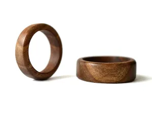 Walnut wood rings, Wood wedding ring set, Wood ring engraved, Brown wood wedding band, His Her ring, 5th year anniversary gift wood, Engagement ring set, Simple promise ring, Wood band ring