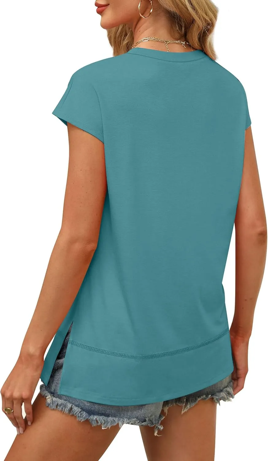 WEESO Womens Summer Tops 2025 Cap Short Sleeve T Shirts Trendy Dressy Casual Crew Neck Loose Fit Shirts