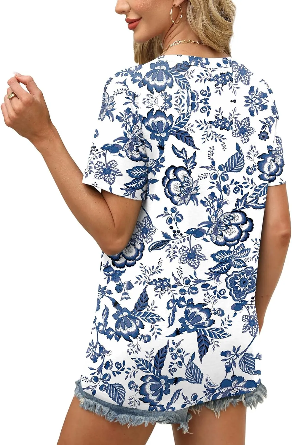 WEESO Womens Tops Summer Short Sleeve V Neck Blouses Business Casual Loose Fit Tshirts Trendy Fashion Outfits