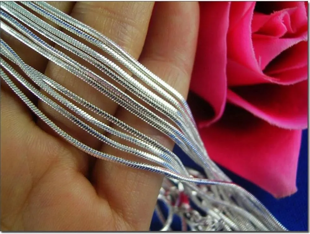 Wholesale Lots 5PCS Unisex 925 Sterling Silver Snake Chain Necklace DIY Jewelry Accessories