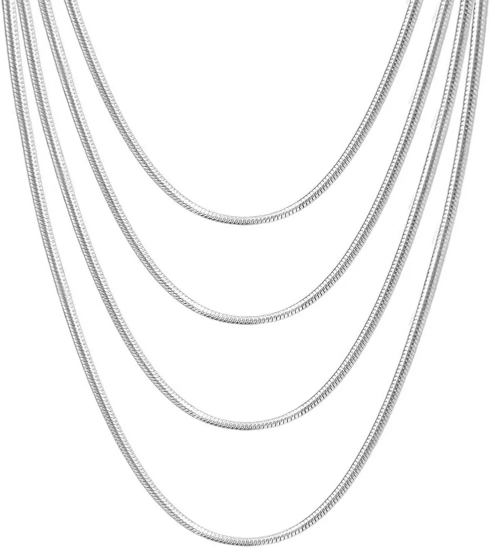 Wholesale Lots 5PCS Unisex 925 Sterling Silver Snake Chain Necklace DIY Jewelry Accessories