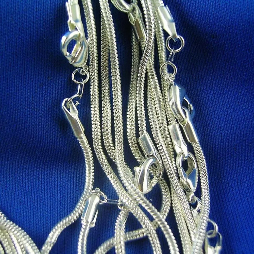 Wholesale Lots 5PCS Unisex 925 Sterling Silver Snake Chain Necklace DIY Jewelry Accessories