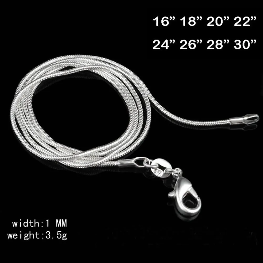 Wholesale Lots 5PCS Unisex 925 Sterling Silver Snake Chain Necklace DIY Jewelry Accessories