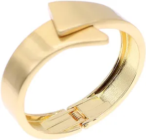 Wide Grooved Crystal Cuff Hinge Bangle Metal Shiny Punk Bracelet Great Polished Fashion Statement Bangles Gold Smooth Bangle Bracelet for Women Fashion Jewelry