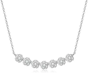 WOAINI Handcraft Sterling Silver Necklace with 7 Moissanite Flower Charms, 16" Chain with 2" Adjustable Extender, Moissanite Necklaces for Women, Diamond-Alternative Jewelry Gifts