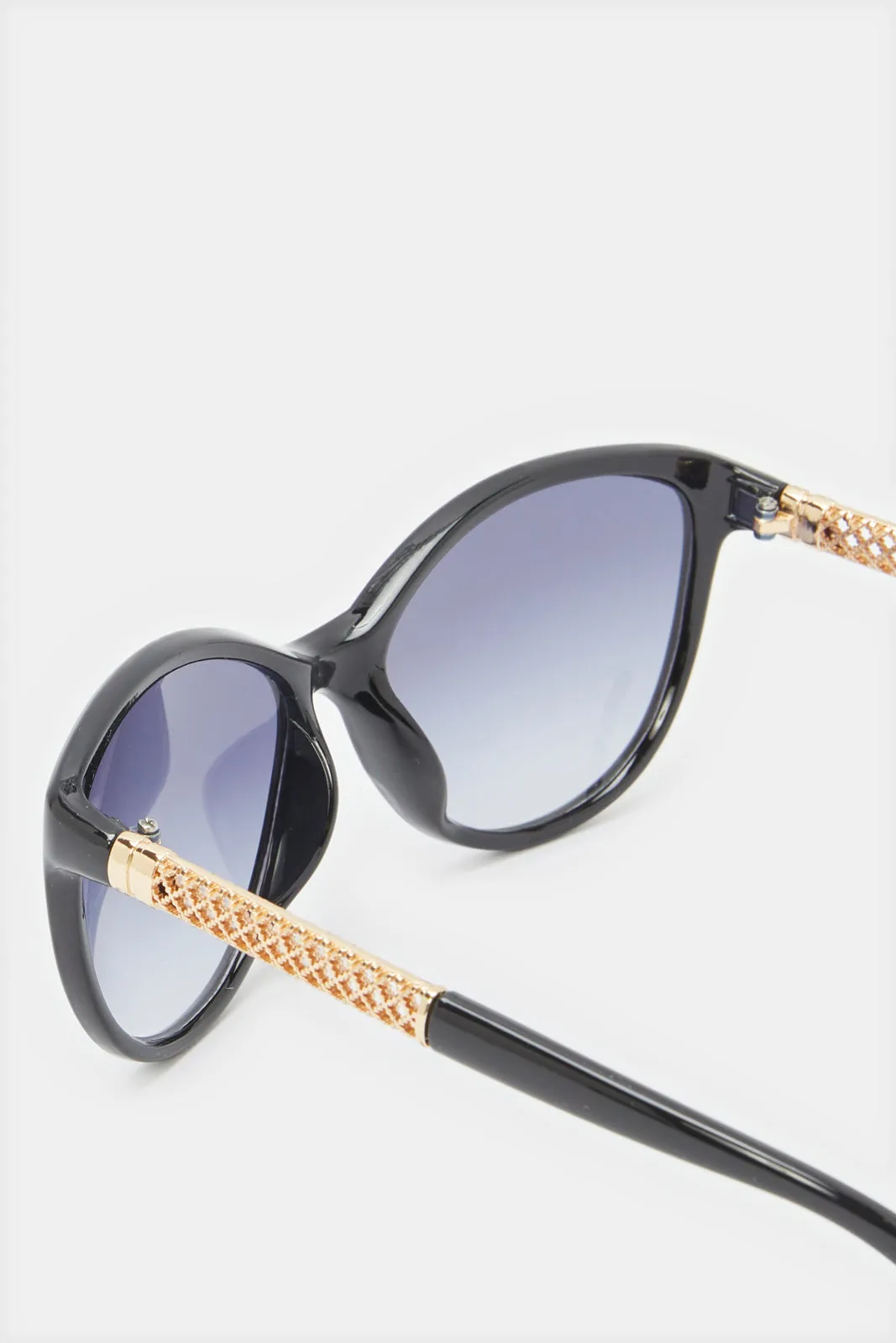 Women Blue Cat Eye Embellished Sunglasses