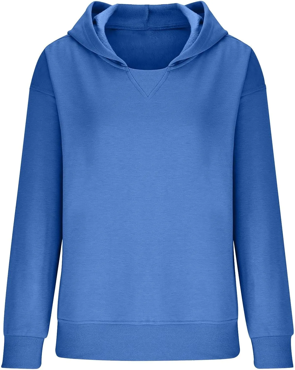 Women Hoodies Casual Long Sleeve Sweatshirt Solid Color Loose Pullover Tops 2023 Plus Size Fall Blouses Shirts