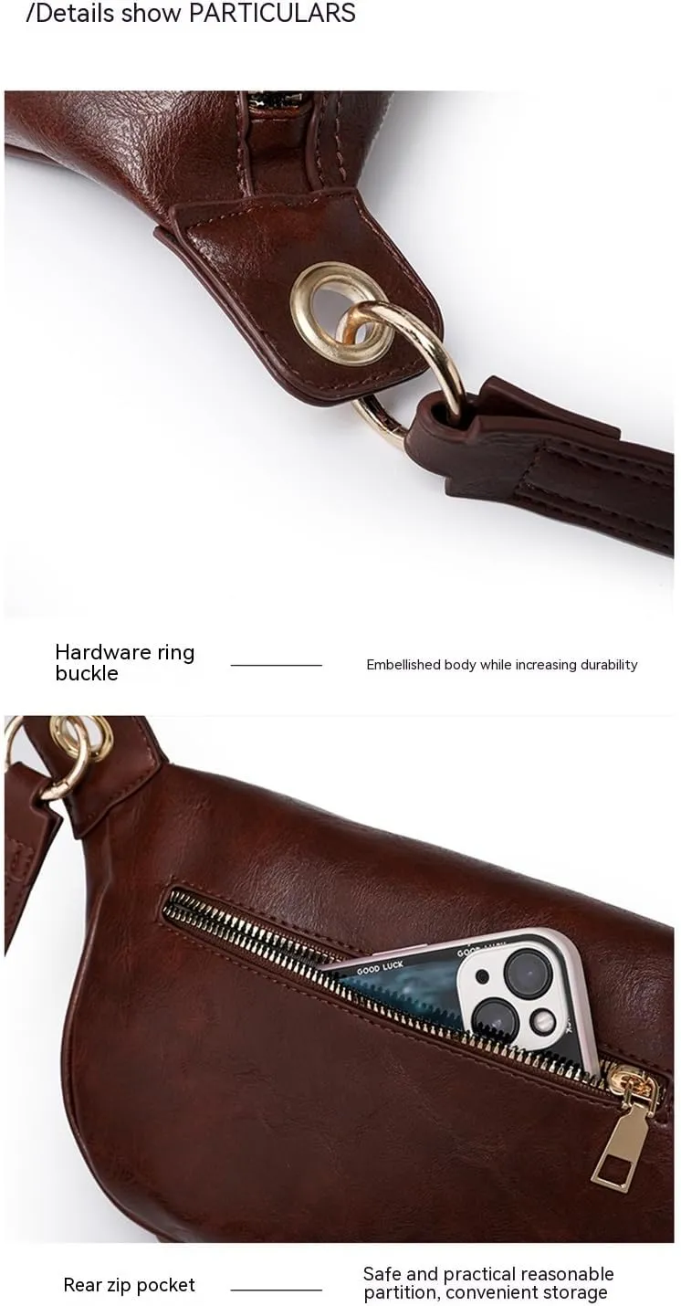 Women Leather Belt Bag Fashion Waist Packs Crossbody Fanny Pack Bum Bag for Travel Running Walking,Carrying All Phones,Wallet (Coffee)