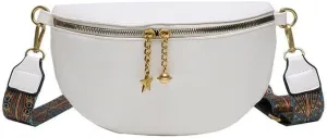 Women Leather Belt Bag Fashion Waist Packs Crossbody Fanny Pack Bum Bag for Travel Running Walking,Carrying All Phones,Wallet (White)