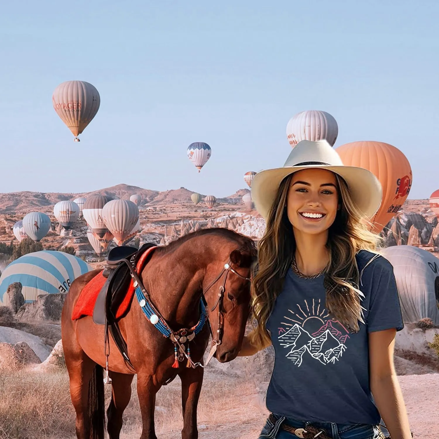 Women Mountain Shirts and So The Adventure Begins Tshirt Sunshine Moon Nature Pine Graphic Tees Heart Let's Go Find It Top