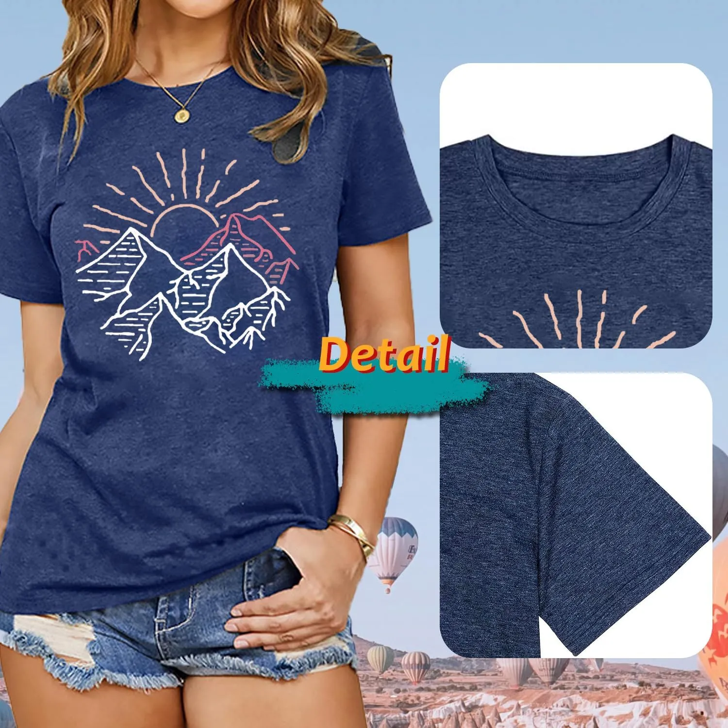 Women Mountain Shirts and So The Adventure Begins Tshirt Sunshine Moon Nature Pine Graphic Tees Heart Let's Go Find It Top