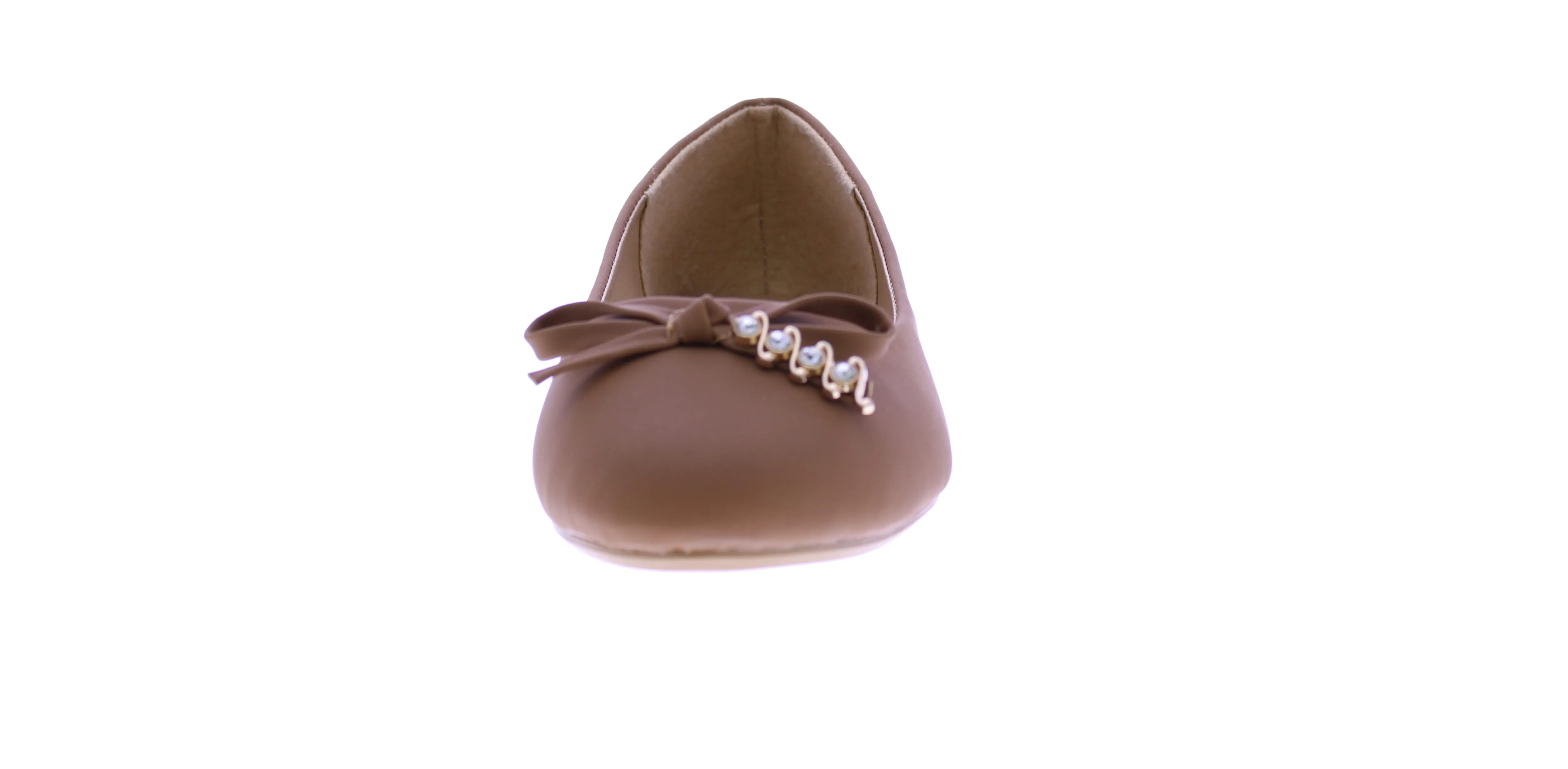 Women Suede Ballerina with Embellished Bow