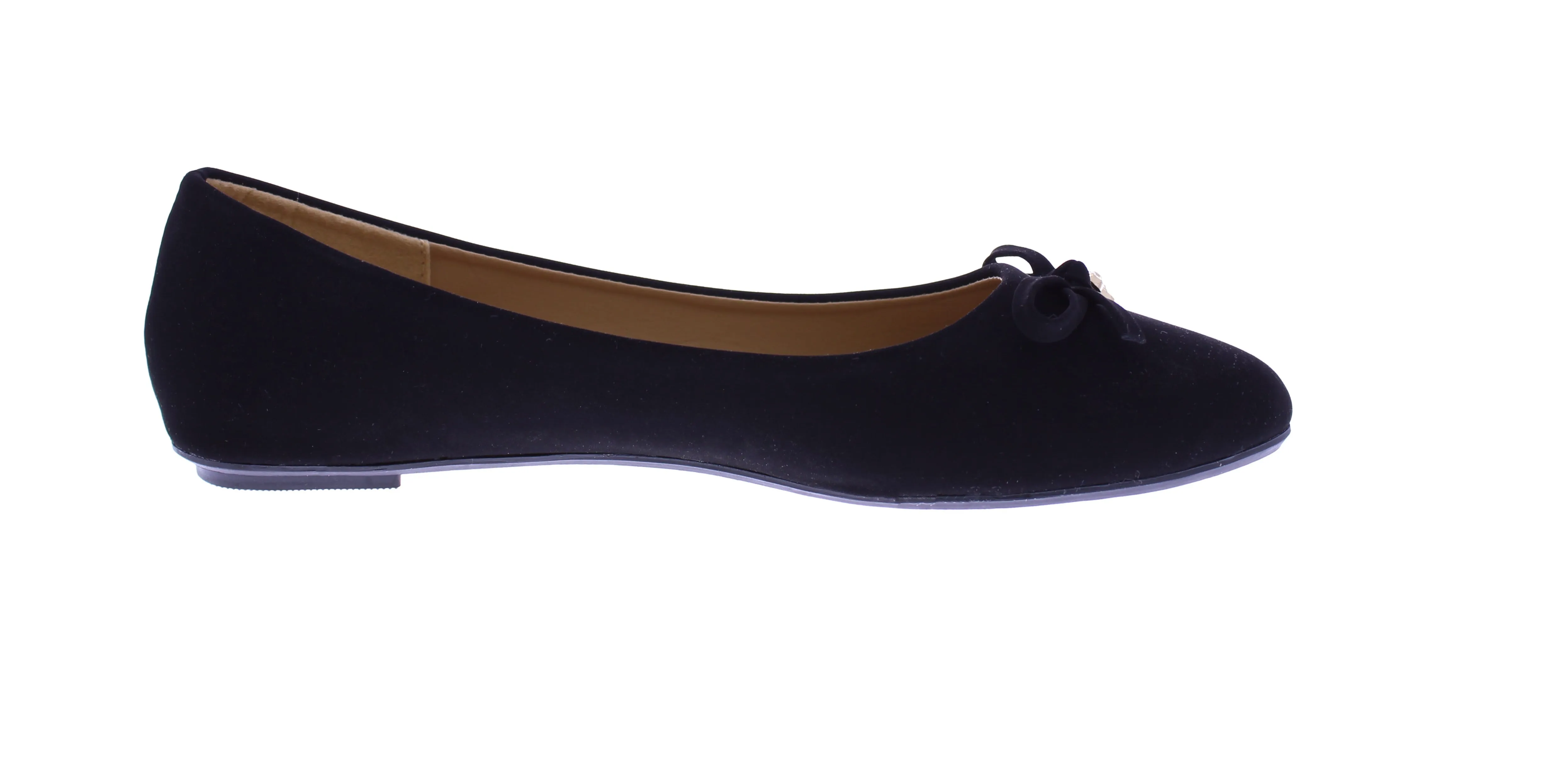 Women Suede Ballerina with Embellished Bow