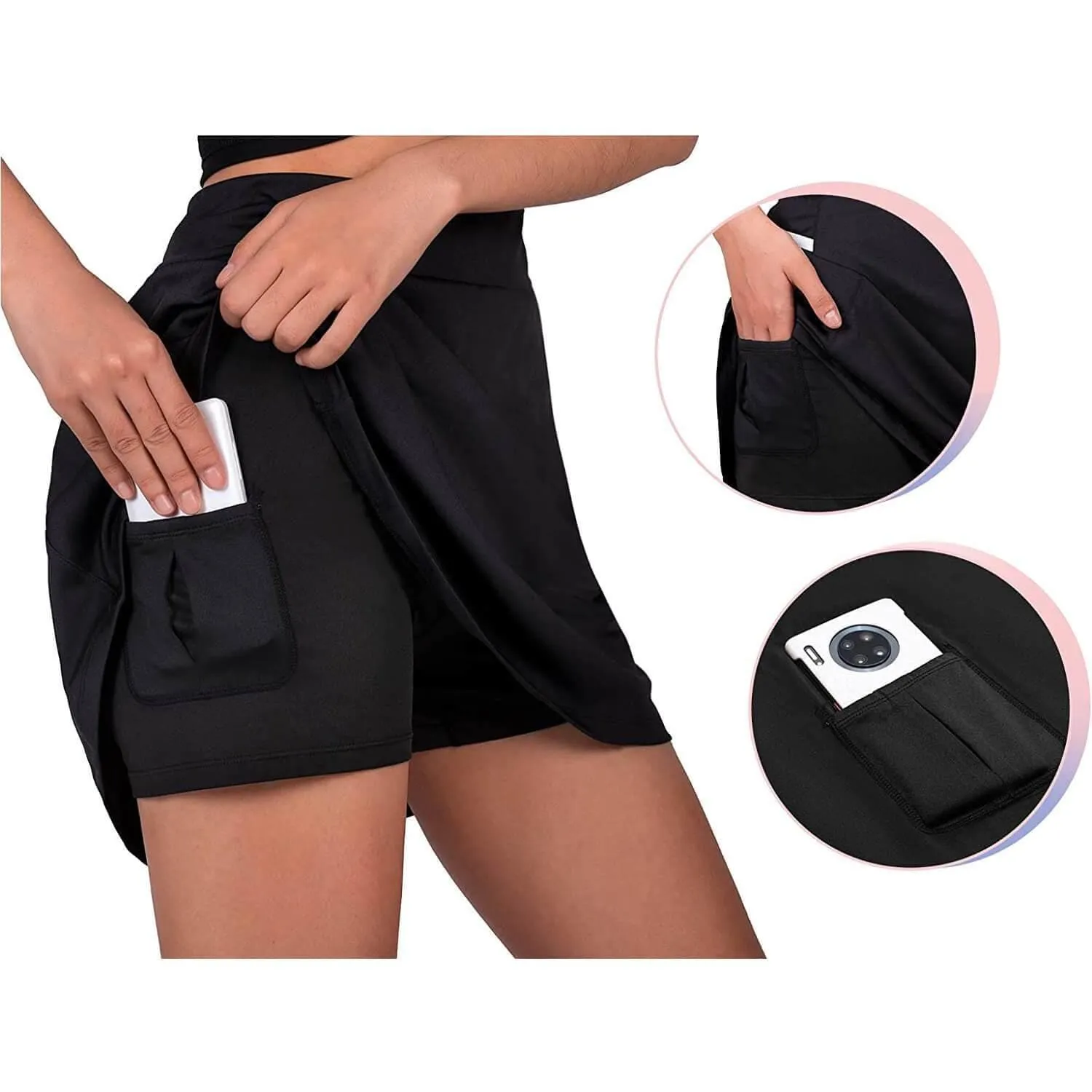 Women's 2 In 1 Tennis Golf Running Skirt 02