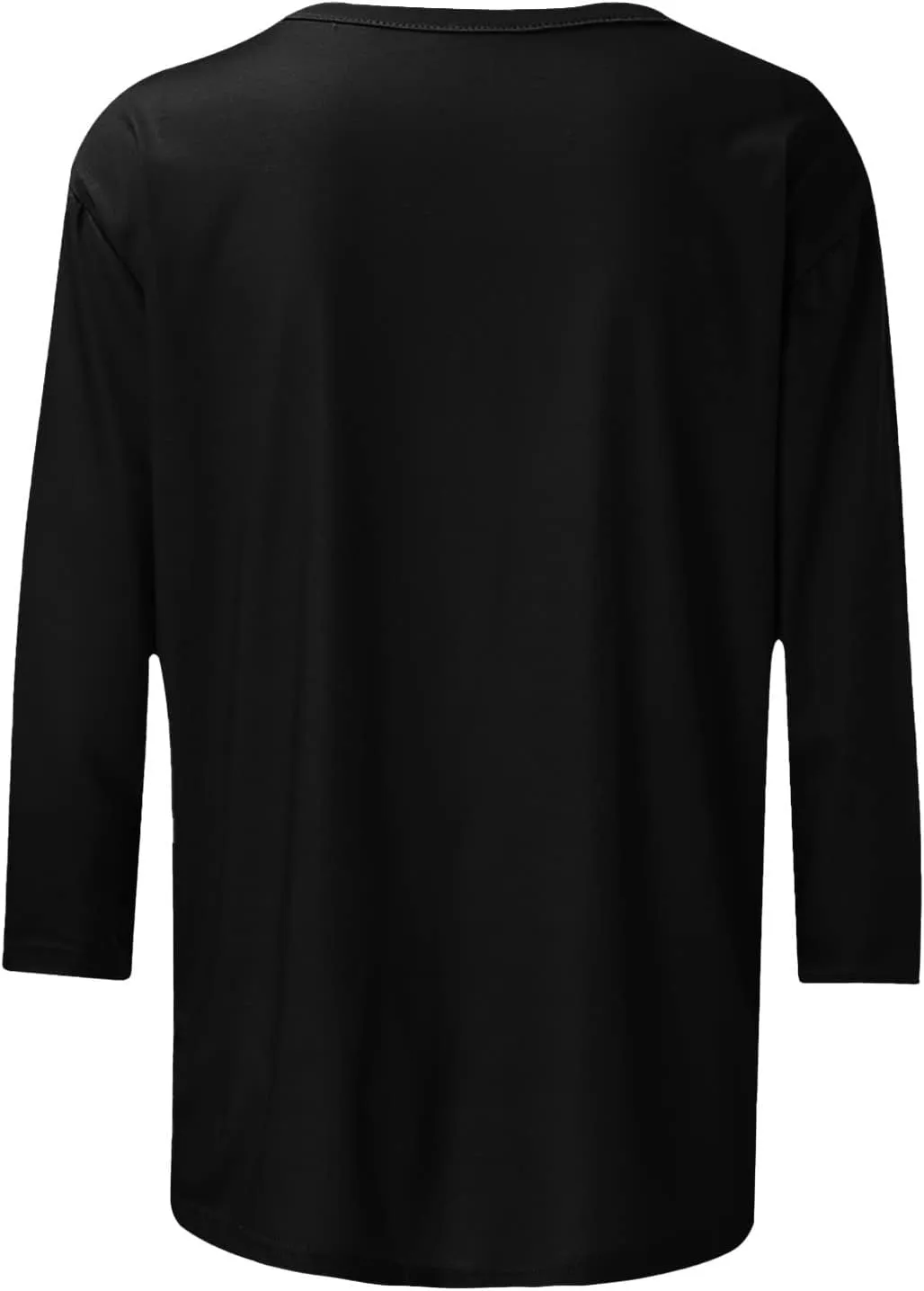 Womens 3/4 Length Sleeve Tops Solid Color Dressy Blouses Trendy Casual Crew Neck T Shirt