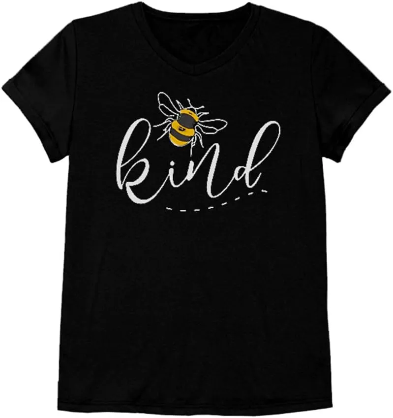 Womens Be Kind Graphic Tees V Neck Cute Printed Summer Casual T Shirts Tops