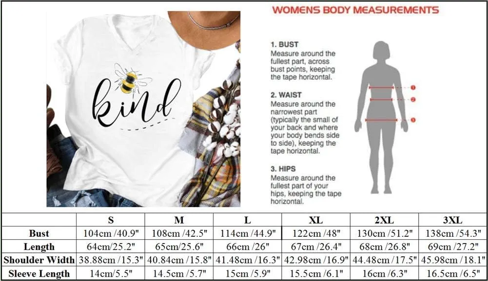 Womens Be Kind Graphic Tees V Neck Cute Printed Summer Casual T Shirts Tops